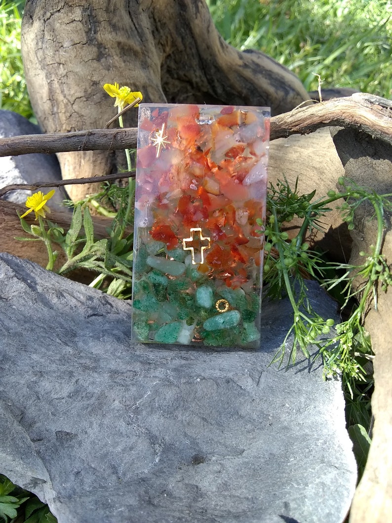Green AdventurineRed Carnelian Orgone Pendant Necklace
