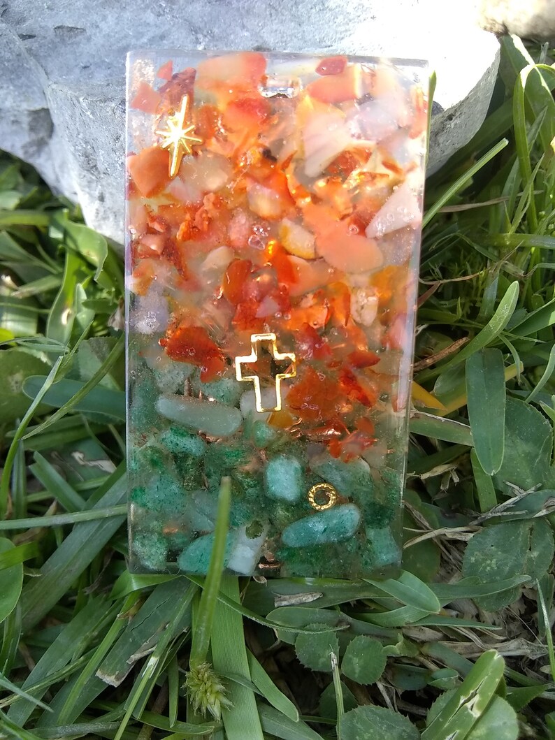 Green AdventurineRed Carnelian Orgone Pendant Necklace