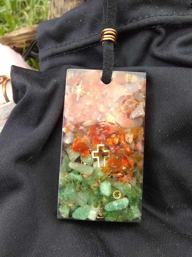 Green AdventurineRed Carnelian Orgone Pendant Necklace