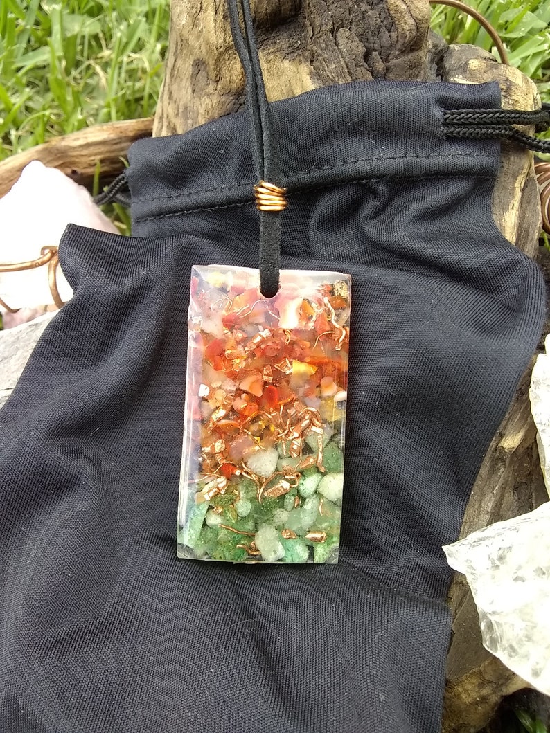 Green AdventurineRed Carnelian Orgone Pendant Necklace