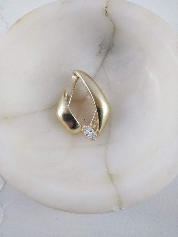 14k Gold Marquise Diamond Pendant  Solid 14k Yell… - image 4