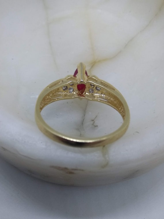 14k Gold Diamond & Marquise Ruby Ring  Size 7  So… - image 8