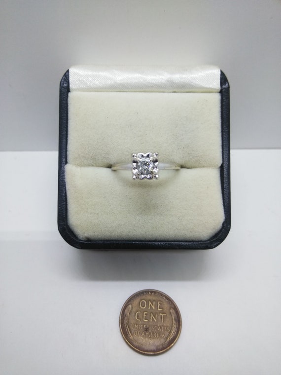 Vintage Solitaire Diamond Engagement Ring  Size 7… - image 5