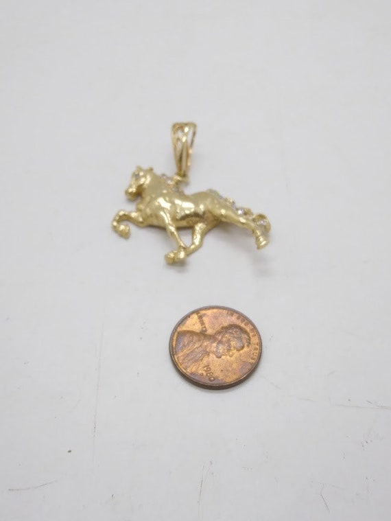 14k Gold Pendant, Cubic Zirconia Horse, 9.6g 14K … - image 2