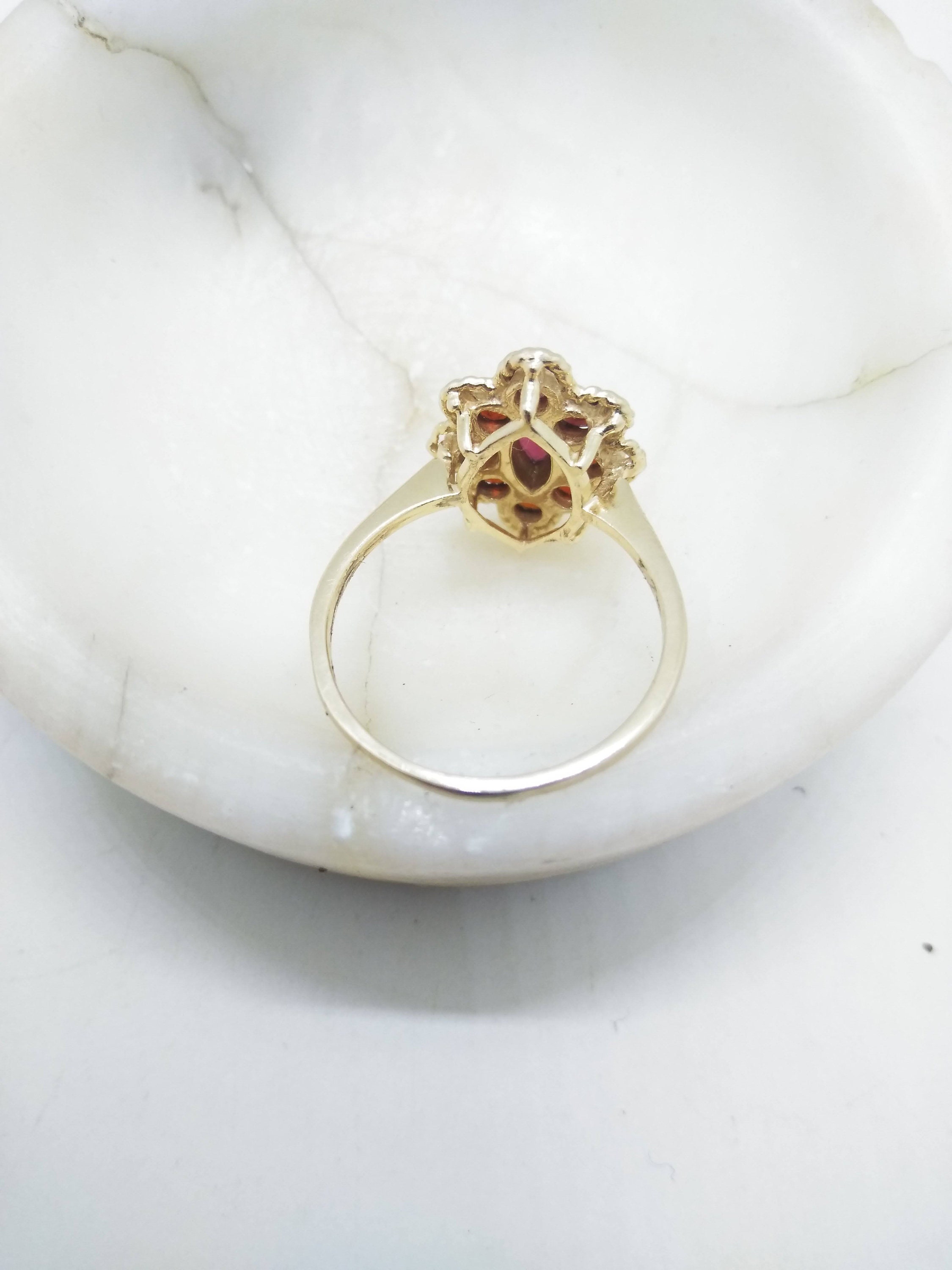 Women's 14k Gold Garnet Flower Size 7.5 Ring Solid 14k | Etsy
