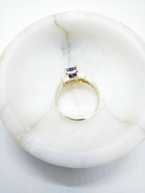 10k Gold Diamond & Amethyst Heart Ring  Size 7.5 … - image 6