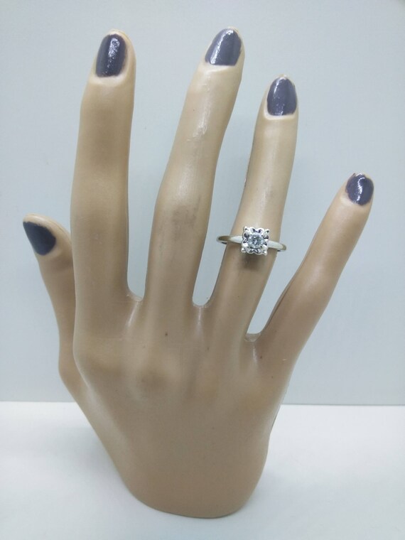 Vintage Solitaire Diamond Engagement Ring  Size 7… - image 4