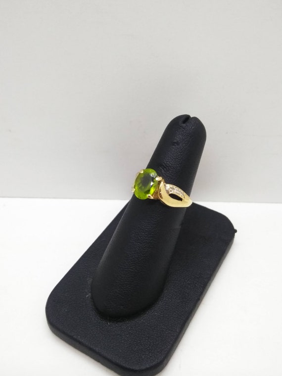 10k Gold Diamond & Peridot Ring  Size 6  Solid 10… - image 3