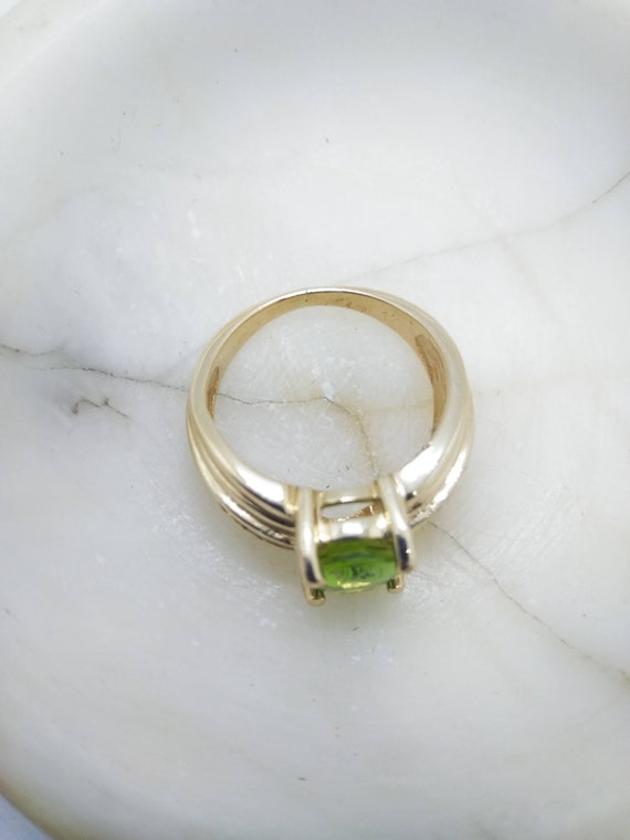 14k Gold Diamond & Peridot Ring  Size 5.5  Solid … - image 7