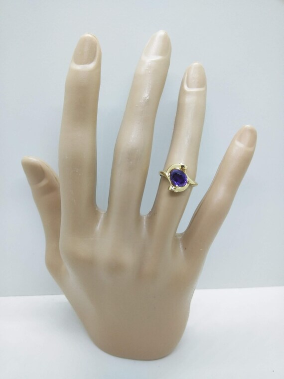 14k Gold Oval Amethyst Ring  Size 6  Solid 14k Ye… - image 4