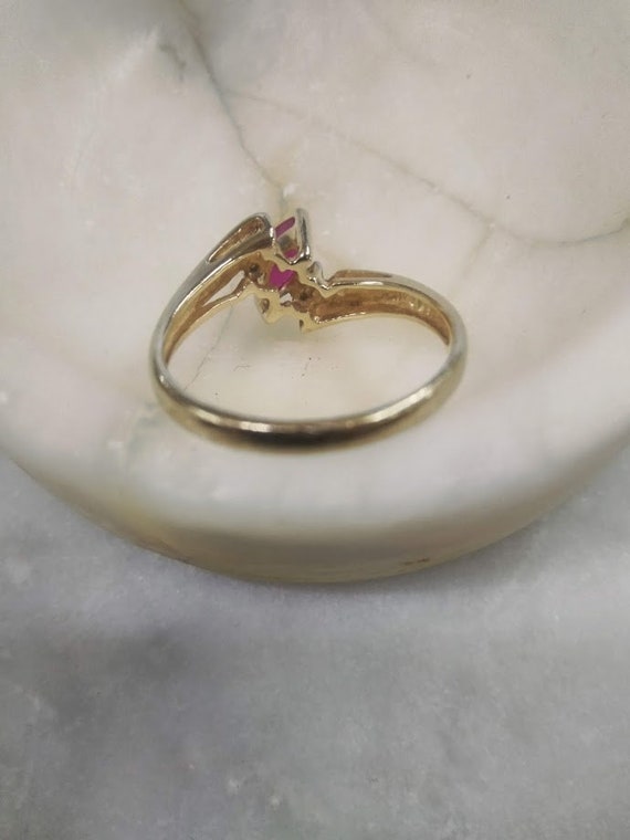 10k Gold Diamond & Marquise Ruby Ring  Size 7.25 … - image 8