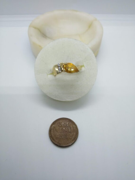 14k Gold Diamond & Citrine Ring  Size 7  Solid 14… - image 3