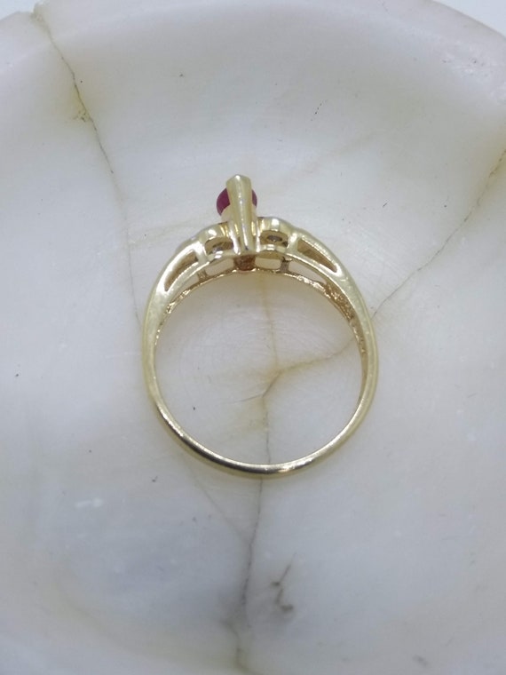 14k Gold Diamond & Marquise Ruby Ring  Size 7  So… - image 6