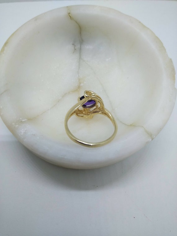 14k Gold Oval Amethyst Ring  Size 6  Solid 14k Ye… - image 7