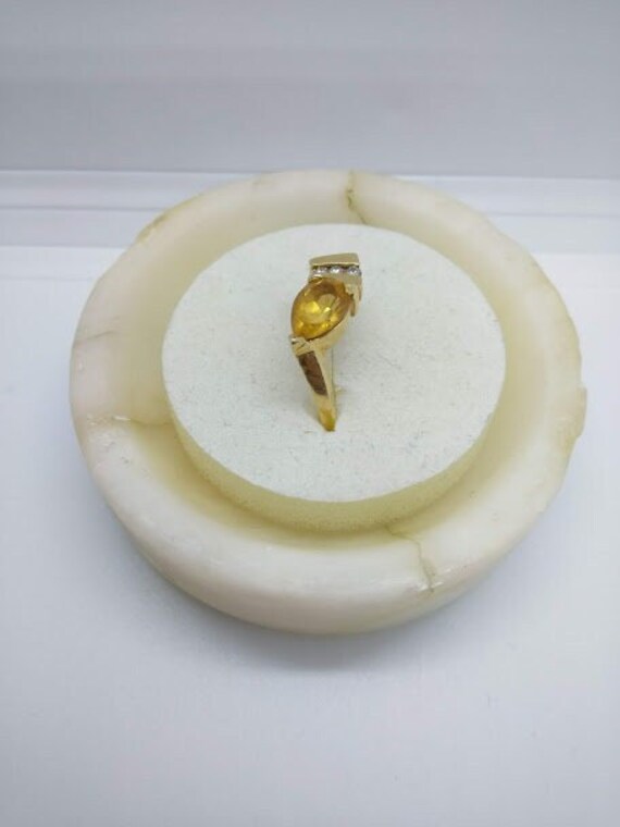 14k Gold Diamond & Citrine Ring  Size 7  Solid 14… - image 1