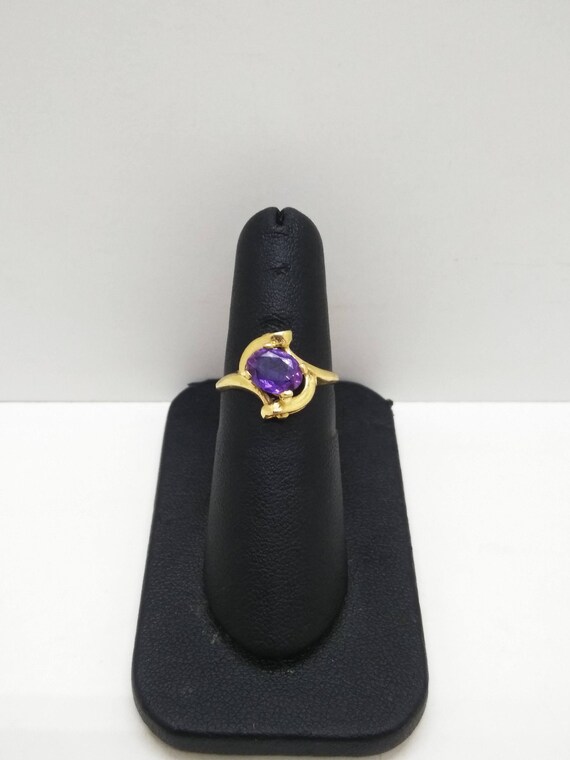 14k Gold Oval Amethyst Ring  Size 6  Solid 14k Ye… - image 1