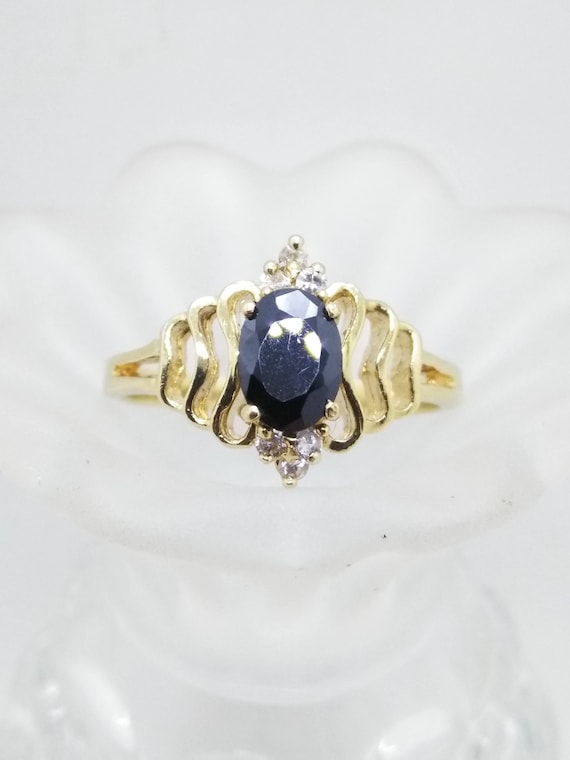 Size 9, 14k Filigree Sapphire Ring, Size 9 Solid 1