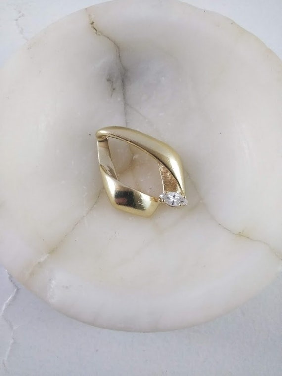 14k Gold Marquise Diamond Pendant  Solid 14k Yell… - image 5