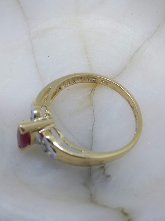 14k Gold Diamond & Marquise Ruby Ring  Size 7  So… - image 7