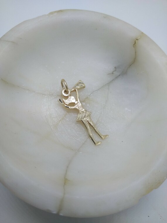 14k Gold Cheerleader Charm Solid 14k Yellow Gold Nec… Gem