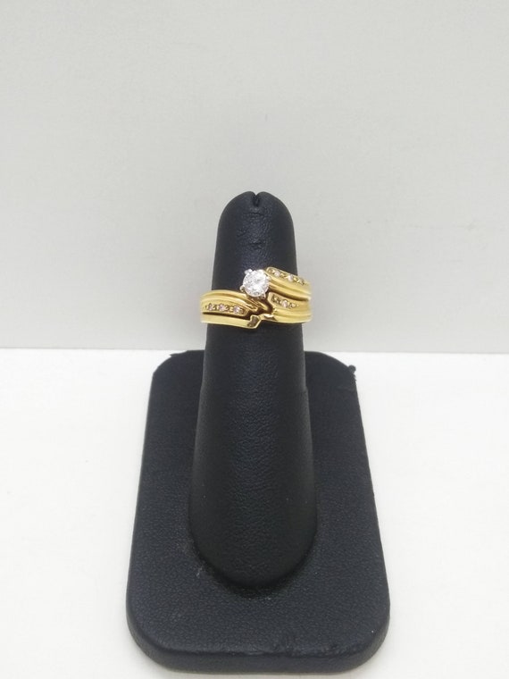 14k Gold Vintage Diamond Wedding Ring Set  Size 4… - image 1
