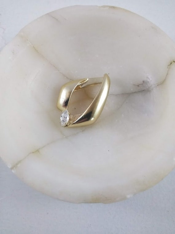 14k Gold Marquise Diamond Pendant  Solid 14k Yell… - image 6