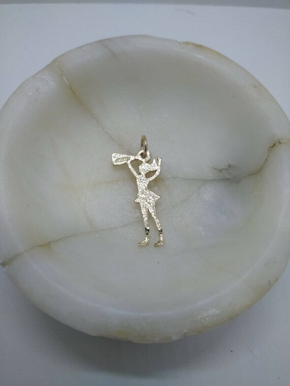 14k Gold Cheerleader Charm Solid 14k Yellow Gold Nec… Gem