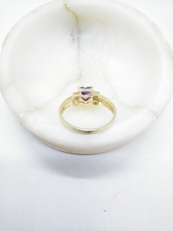 10k Gold Diamond & Amethyst Heart Ring  Size 7.5 … - image 8