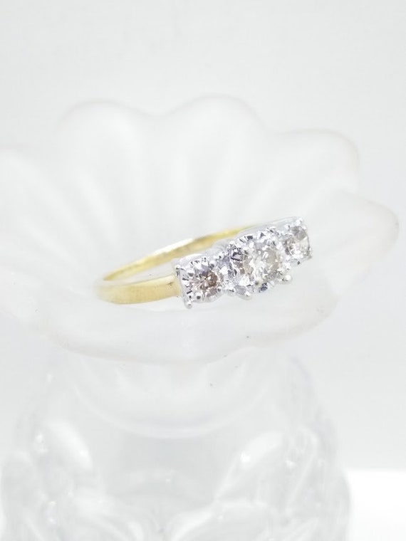 10k Gold Vintage Champagne Diamond Ring  Size 7  … - image 2