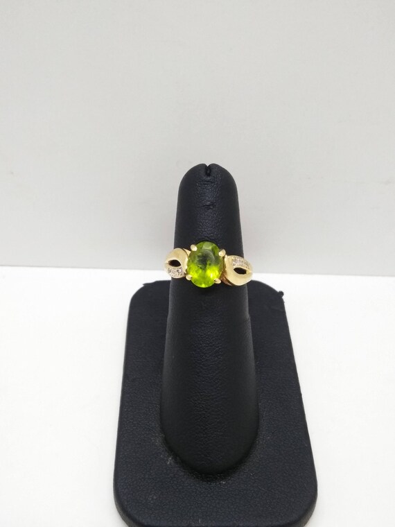 10k Gold Diamond & Peridot Ring  Size 6  Solid 10… - image 2