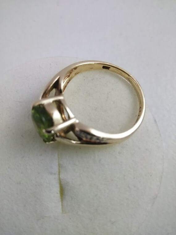 10k Gold Diamond & Peridot Ring  Size 6  Solid 10… - image 10