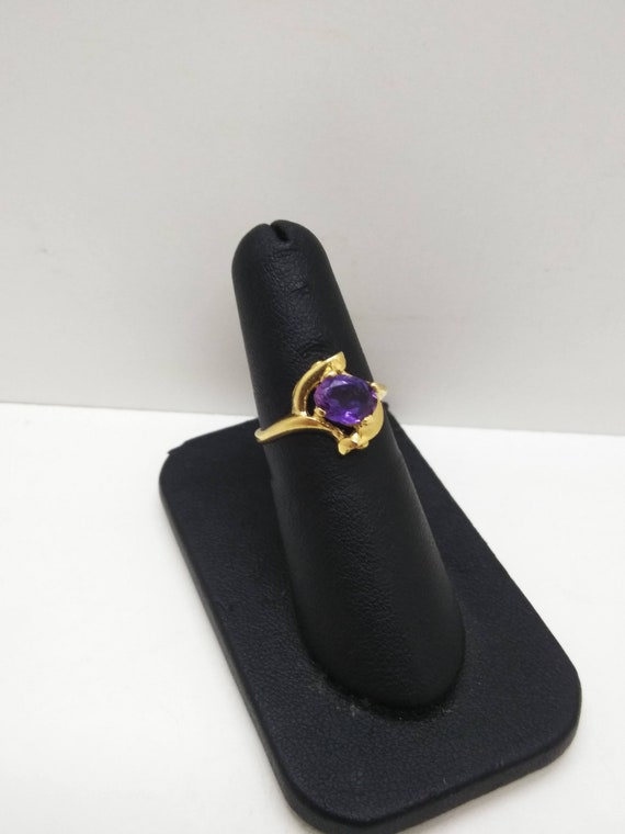 14k Gold Oval Amethyst Ring  Size 6  Solid 14k Ye… - image 2