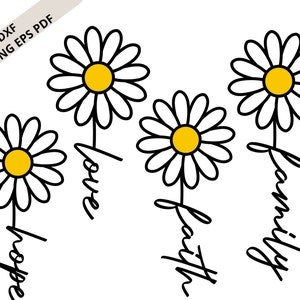 Daisy SVG Cut File en Daisy Svg Bundel Cricut voor Sublimation Designs Downloads, Wavy Letter Svg, Heat Transfers Designs Ready To Press