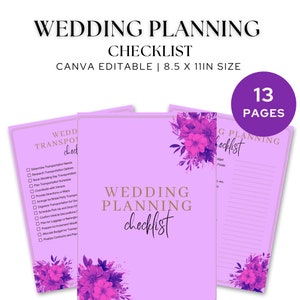 Wedding planner printable wedding checklist printable canva template wedding timeline template download wedding binder template