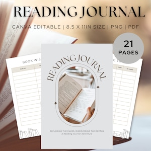 Reading journal digital printable PDF book journal digital reading tracker journal reading planner printable digital bundle digital journal