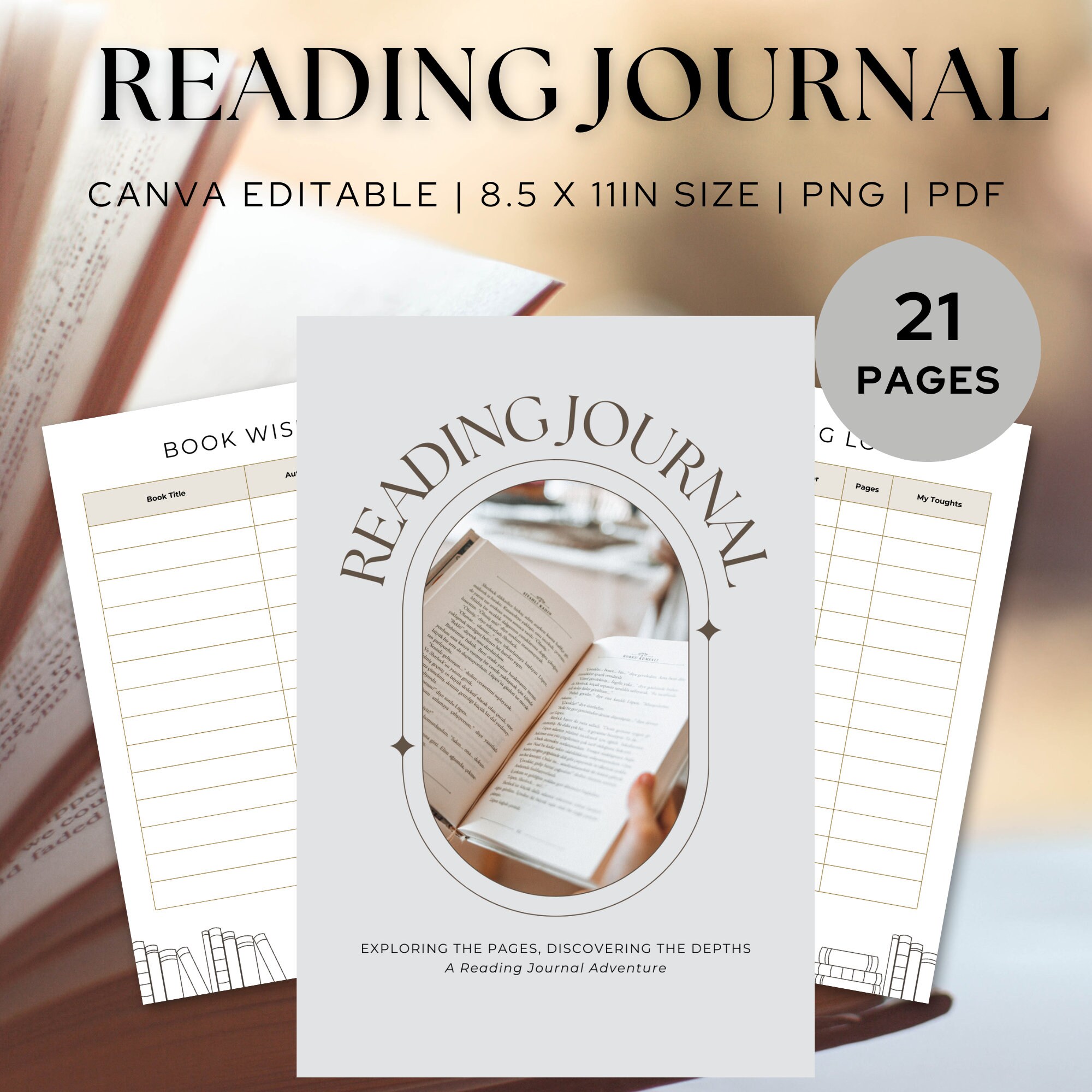 Reading journal digital printable PDF book journal digital reading tracker journal reading planner printable digital bundle digital journal