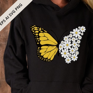 Schmetterling SVG Daisy svg Schmetterlinge Sublimation Designs digitale Datei Vorder- und Rückseite SVG für Tshirt Shirt Bügelbild Selbst Liebe Png Für Frauen Mom