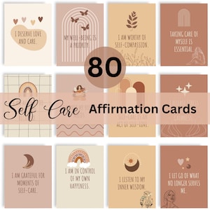 80 Richesse positive boho cartes d’affirmation numérique deck PDF et PNG cartes imprimables citations téléchargeables Canva modèle d’affirmation modifiable