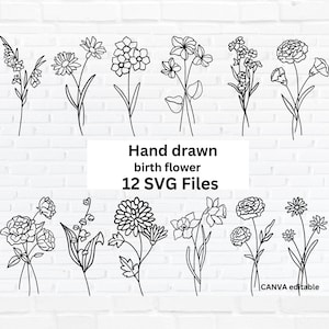 Birth month flower svg laser | birthflower svg | birth month flower svg cricut png bundle | birth flower print birth flower printable gift