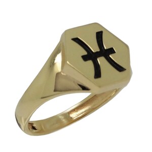 Women&#39;s ring in solid Gold 14K Zodiac Pisces sign , Pisces gold 14ct ring, US sizes