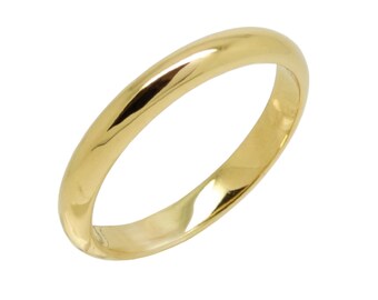 Wedding classic band solid 14K Gold ring, Wide 3 mm in 14K yellow or white gold wedding ring, Women's Men's gold higly polished ring