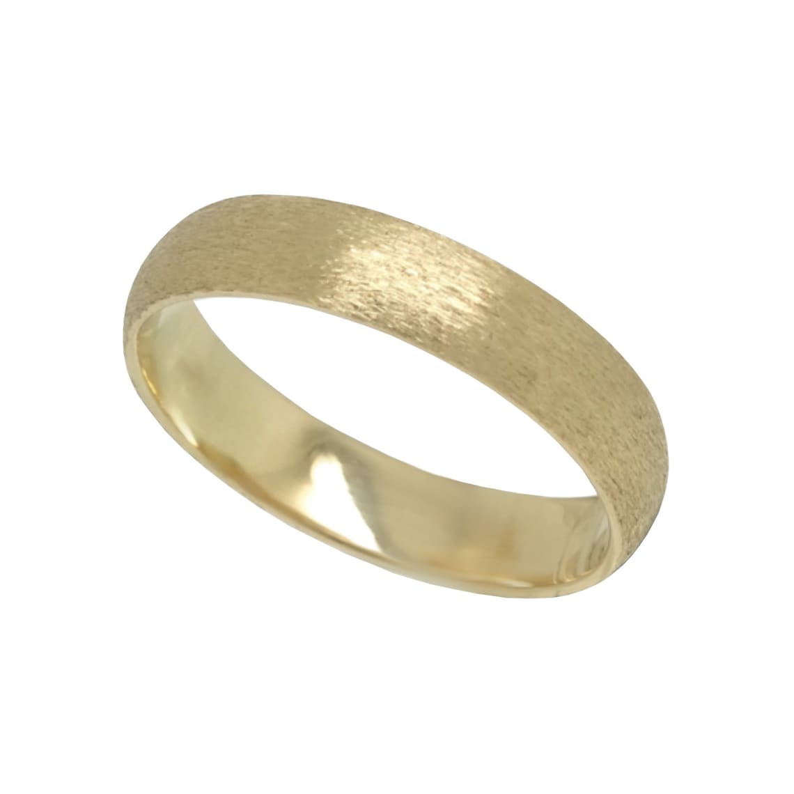 14K Gold Wedding Matte Finish Ring, Classic Wide 4 Mm Band in 14K