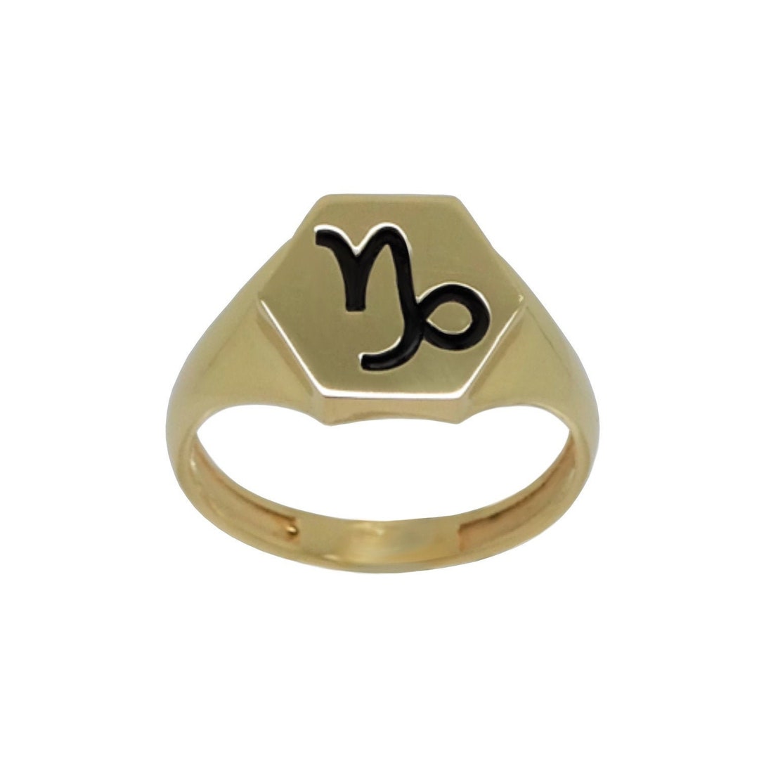 Capricorn Zodiac Sign 14K Gold Women's Ring, Solid 14k Gold Astrology ...