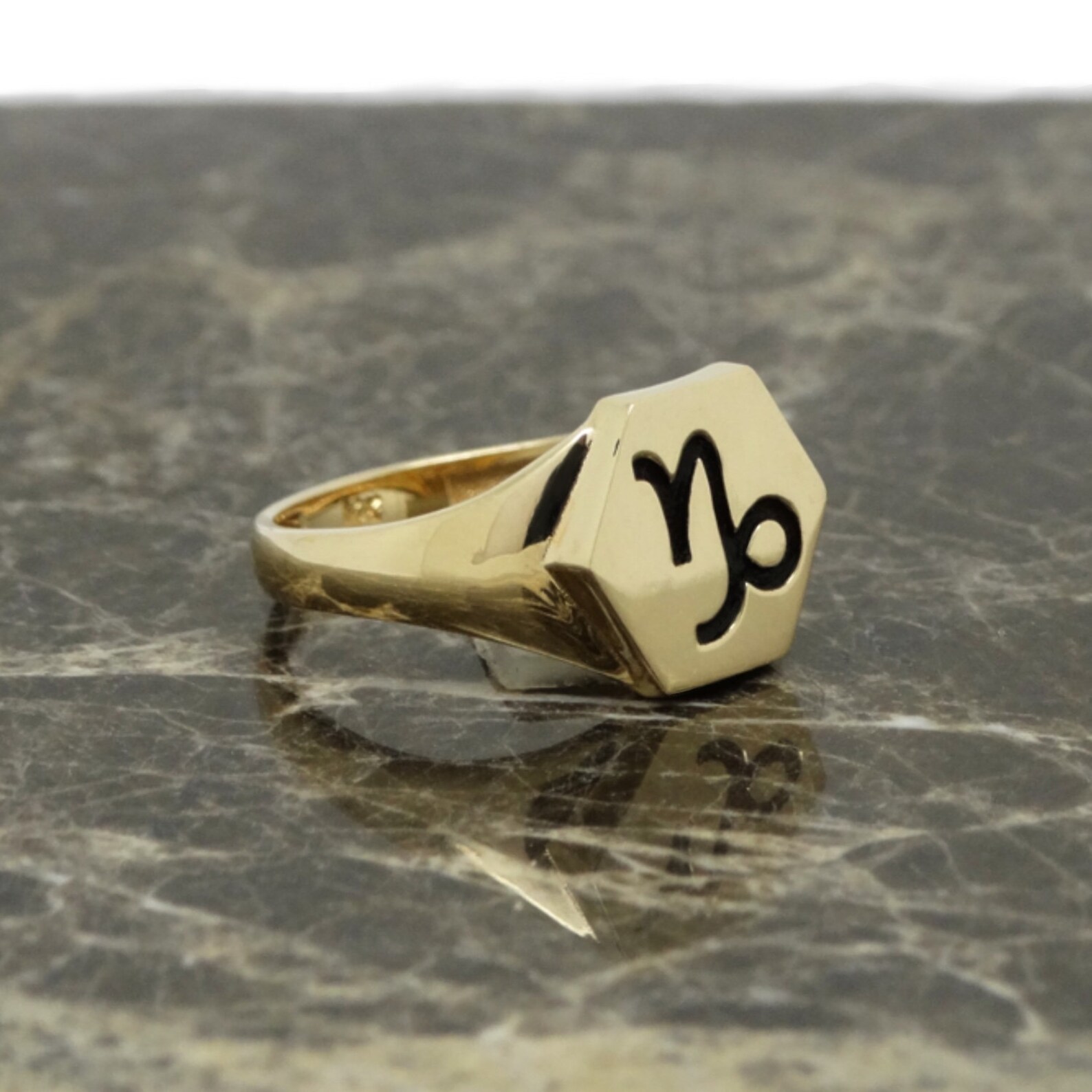 Capricorn Zodiac Sign 14K Gold Women's Ring, Solid 14k Gold Astrology ...