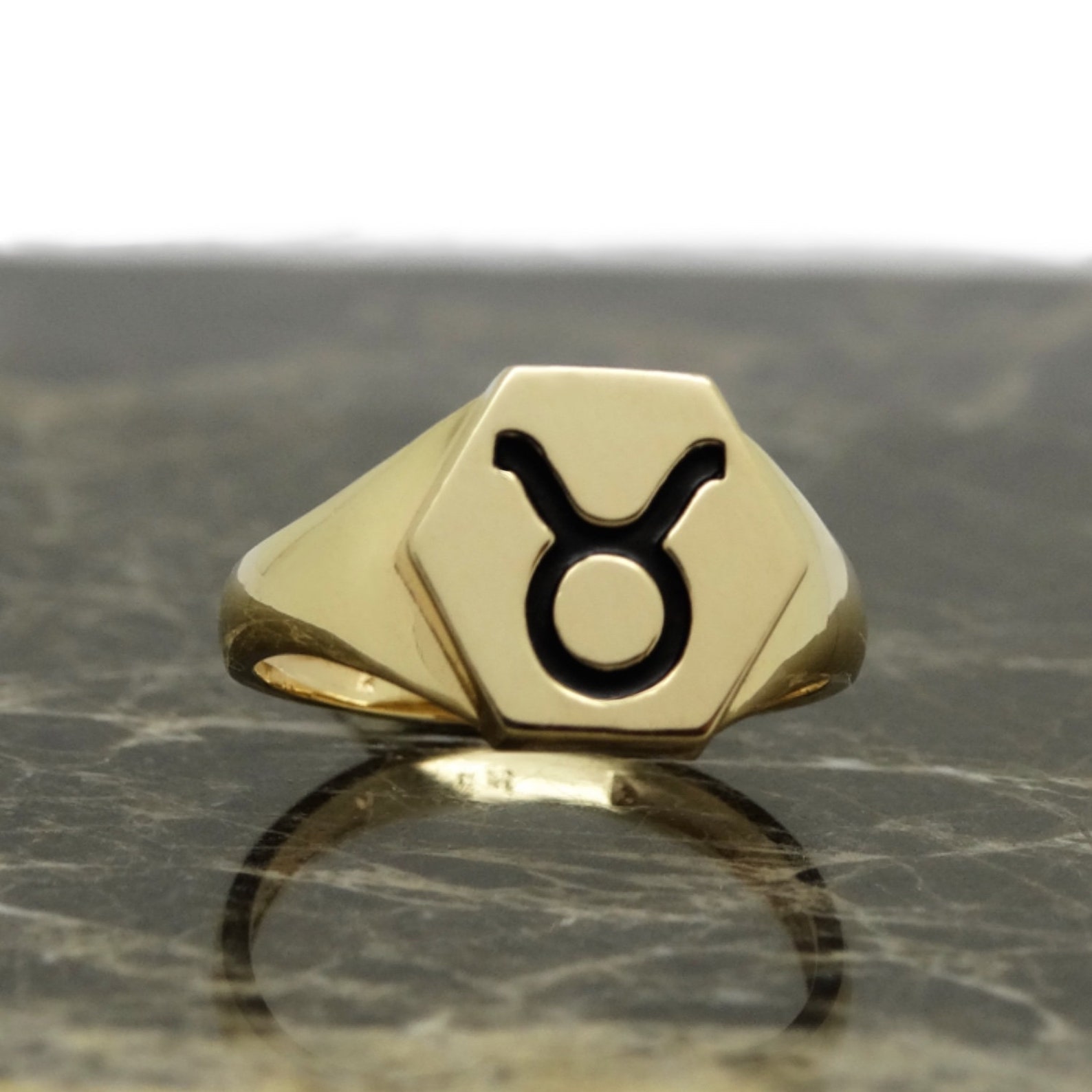 Taurus Gold Ring, Zodiac Sign Taurus Women's 14K Gold Ring, Horoscope