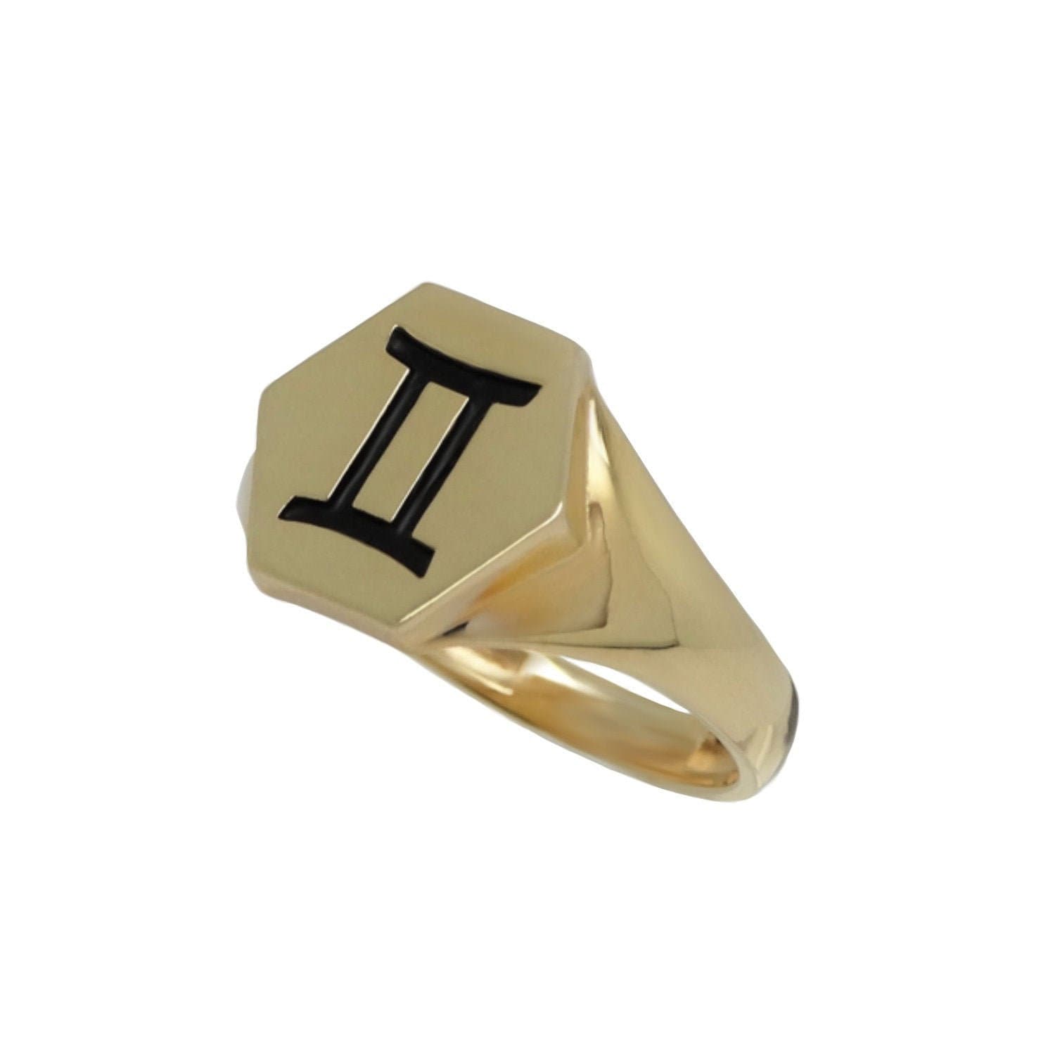 Gemini Sign 14K Gold Women's Ring, Solid 14k Gold Astrology Ring