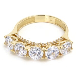 14K Solid Pure Gold Girls Women's Ring with Brilliant Cubic Zirconia Stones  Weight around 2.60 - 3.50 grams