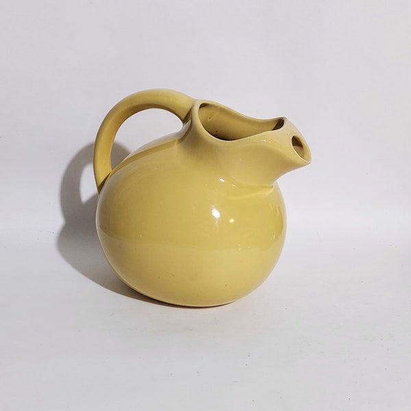 Ceramic Ball Pitcher, Vintage Yellow USA, Flower Vase, Water Jug, California Pottery, Shabby Chic, Farmhouse Decor