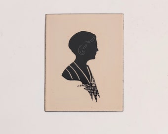 Enamel Silhouette, Rare 1933 Worlds Fair Female Profile Enamel on Metal, Armco-Ferro House, Souviner, Collectible Gift