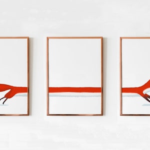 Juego de 3 cuadros de pared FOX - para habitaciones infantiles, decoración de paredes para niños y niñas, impresión artística, póster infantil, decoración de habitación infantil, póster